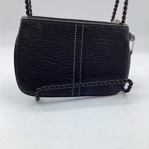 Coach Mini Wristlet in Black Pebbled Leather